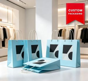Sacs de courses en papier personnalisés en gros, sacs de vente au détail en carton avec impression de logo, sacs de courses en papier personnalisés en gros - Product Image 1
