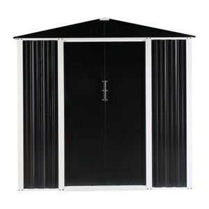 Casetta da Giardino in Metallo 6 X 4 FT Resistente per Esterni con Doppie Porte Scorrevoli Nera per Cortile e Patio - Product Image 2