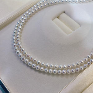 Collar de Perlas Naturales de Agua Dulce de 6-7 mm con Cadena de Cola Pequeña Casi Redonda, Cadena de Clavícula Ajustable, Luz Intensa - Product Image 3