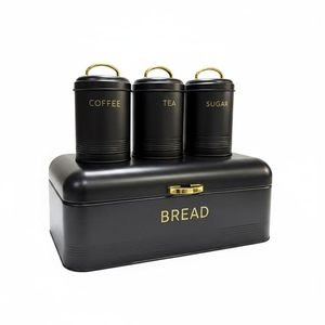 Juego de Recipientes Herméticos de Metal Negro para Almacenamiento de Alimentos, 4 Piezas, para Café, Té, Azúcar, Recipientes de Cocina - Product Image 1