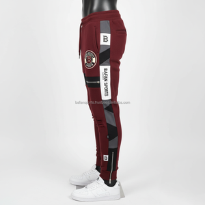 Premium hommes survêtement pantalon 320 GSM coton lourd polaire tissu marron couleur fermeture éclair poche broderie personnalisée lavé hommes pantalons - Product Image 5