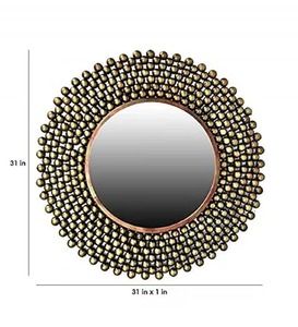 Miroir mural rond en métal doré le plus vendu avec cadre à bulles, design décoratif glamour - Product Image 3