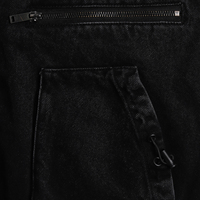 Veste en jean noire pour homme avec fermeture éclair, couleur unie, design à capuche, tissu tissé 100 % polyester, veste en jean pour homme, commande en gros