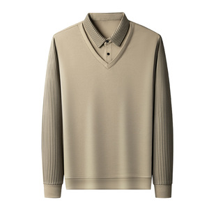 T-shirt tricoté léger et infroissable à manches courtes pour homme, motif ananas, nouvelle collection printemps-automne, style décontracté chic pour homme d'âge mûr - Product Image 1
