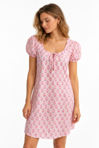 Vestido Midi de Verano de Algodón Puro para Mujer, Sin Mangas, Estampado Floral Bohemio, Estampado a Mano, Ecológico, Lavable, Ligero - Product Image 6