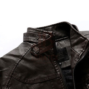 Vente directe d'usine au prix de gros, veste en cuir décontractée pour homme, solide, hiver, écologique, respirante, légère, service OEM - Product Image 4