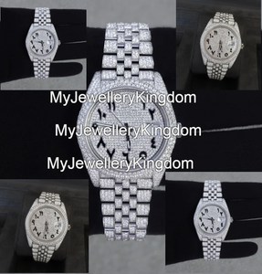 Custom 40MM Luxury Stainless Steel Iced Moissanite <b>Watch</b> <b>18K</b> <b>Gold</b> plated Hip Hop Style Diamond Two Tone Mechanical Movement Date - Product Image 1