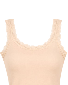 Camisola de Algodón con Encaje Beige Personalizada para Mujer, Corte Ajustado, Sin Mangas, Estilo Casual de Verano, Suave, Transpirable, Estilo Básico para el Día a Día - Product Image 4