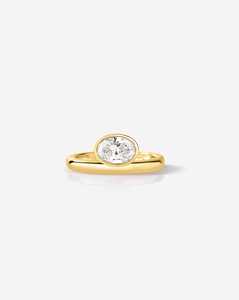 Oval Cut Lab Grown Diamond Solitaire Stackable <b>Rings</b> 2.2mm Bezel Set Minimalist <b>Dainty</b> Custom 14K Solid Gold Everyday Wear Bands - Product Image 1