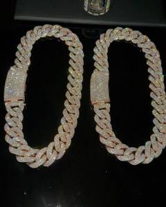 Wholesale VVS Moissanite Iced Chain Mens 13mm-22mm Wide 925 <b>Solid</b> <b>Silver</b> 18k Gold Plated Diamond Rapper Cuban Link Necklace Gift - Product Image 1