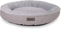Lit rond pour chien Lionto, en fausse fourrure douce, gris, pour intérieur, amovible, lavable, toutes saisons, style minimaliste