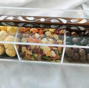 Acrylic Rectangular Premium Handmade Wooden Eid Gift Box with Floral Inlay <b>Ramadan</b> <b>Chocolate</b> Sweet Dry Fruit Dates Packaging use - Product Image 3