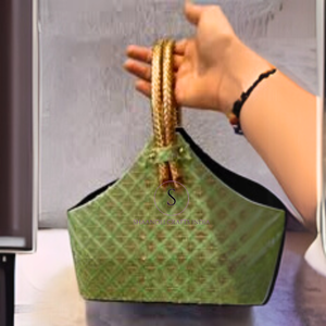 Rajasthani Handmade Designer <b>Basket</b> <b>Bag</b> Beautiful Designer Handle With Embroidery Work <b>Basket</b> <b>Bags</b> for Women and Girls - Product Image 4