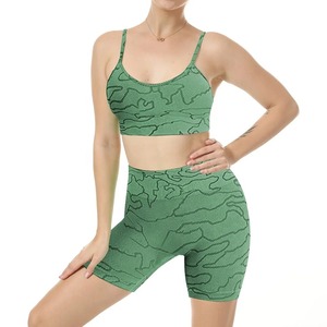 Conjunto de Yoga de 2 Piezas de Cintura Alta, Suave y Elástico, Transpirable, Cómodo, de Spandex/Nylon, para Mujer, Marca Privada - Product Image 2