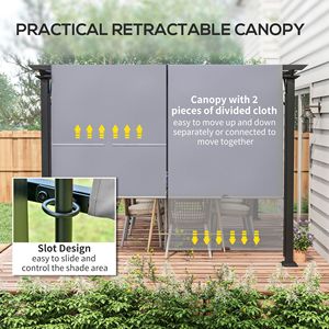 Pergola Spaziosa 12x10 con Telaio in Acciaio Retrattile, Impermeabile e Resistente ai Raggi UV, Grigia - Product Image 5