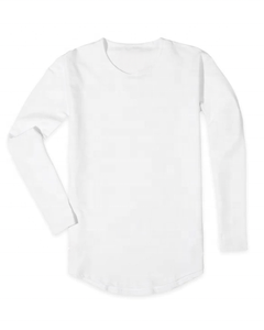 Sand Blank Vintage manga larga Camiseta cuello alto hombres 65% algodón 35% poliéster Single Jersey lavado enzimático ecológico secado rápido - Product Image 5