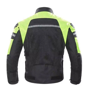 Veste de moto pour homme à manches longues, style course, coupe-vent, anti-UV, avec design bicolore, en polyester/coton - Product Image 3