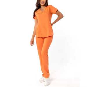 Medical scrub suit uniform <b>set</b> designed with breathable fabric top and pants for clinic hospital and healthcare environments - Product Image 1