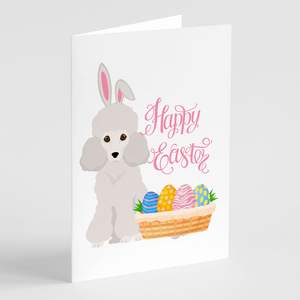 Whimsical A7 Size 5x7 Blank Note <b>Cards</b> <b>Pack</b> of 8 White Poodle <b>Easter</b> Greeting <b>Cards</b> with Envelopes Blank Toy Poodle Note <b>Cards</b> - Product Image 1