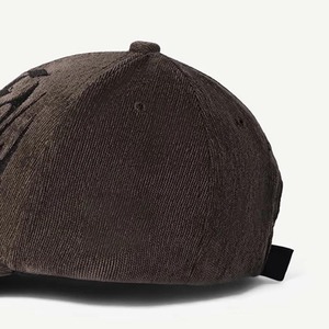 Casquette de baseball unisexe en velours côtelé à 6 panneaux, motif lettres brodé à la main, style urbain, ajustement réglable, chapeau décontracté - Product Image 6