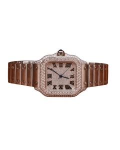 Reloj de lujo con moissanita, oro blanco y diamantes redondos, esfera blanca y números romanos, el mejor reloj de pulsera para bodas y fiestas. - Product Image 1