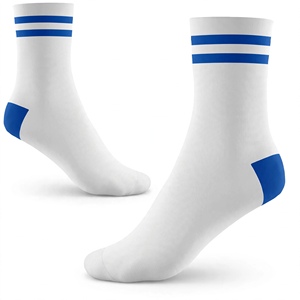 Chaussettes de sport respirantes à rayures blanches et bleues personnalisées, chaussettes de sport athlétiques unisexes, chaussettes décontractées de performance, vente en gros - Product Image 1