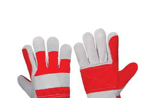 Gants de sécurité en cuir rouge et gris avec paume renforcée pour usage industriel, gants de travail d'hiver pour l'extérieur, longueur au poignet - Product Image 3