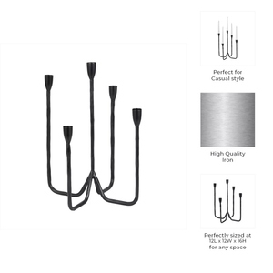 Porte-bougie décoratif moderne en aluminium coulé PVD noir mat à 5 bras, options de personnalisation, décoration de table - Product Image 4