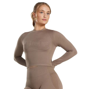 Conjunto de 2 Piezas de Chaleco Deportivo para Mujer, Tejido Elástico, Corte Ajustado, Color Personalizado, de Secado Rápido, Cintura Alta - Product Image 3