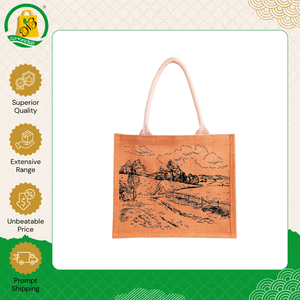 Sacs de shopping en toile de jute teintée de qualité supérieure, durables, écologiques, personnalisés avec un imprimé géométrique et une poignée rembourrée en sangle - Product Image 4