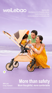 <span class=keywords><strong>Poussette</strong></span> de voyage pliable 3-en-1 de luxe en alliage d'aluminium, <span class=keywords><strong>avec</strong></span> <span class=keywords><strong>nacelle</strong></span> et 4 roues universelles pour nouveau-nés – Vente en gros à prix abordable - Product Image 2
