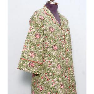 Camisa Kimono de Manga Larga de Algodón Estampado para Mujer, Linda y Elegante para Fiestas, con Decoración de Botones, Midi, Lavable, Transpirable, Último Diseño - Product Image 5