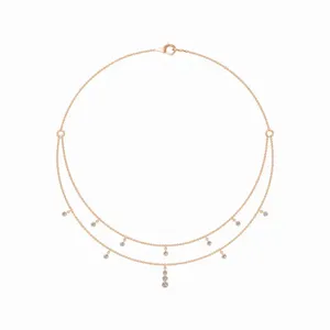 Collier de fiançailles en diamant cascade certifié IGI et pureté VVS, avec chaîne en or 18 carats et 12 pierres de diamant créées en laboratoire - Product Image 5