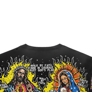 Custom Print Long Sleeve T-Shirt Men's Street Style O-Neck Regular Fit <b>Black</b> Polyester - Product Image 2