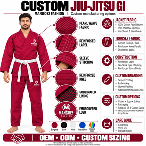 Durable BJJ Gi Uniform <b>Men</b>’s Brazilian Jiu Jitsu Training <b>Kimono</b> Preshrunk Pearl Weave 100% Cotton Wholesale IBJJF BJJ - Product Image 6