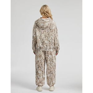 Ensemble de survêtement monochrome pour femmes, sweat-shirt minimaliste et pantalon large, camouflage - Product Image 4