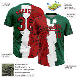 Diseño de Uniforme Deportivo Personalizado con Letras y Números en Rojo, Blanco y Verde, Impresión por Transferencia de Calor, Manga Corta, Logotipo Frontal - Product Image 2