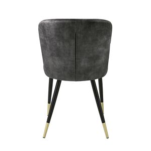 Set di sedie da pranzo in 2 pezzi dal Design moderno tappezzeria in velluto carboncino con accento dorato in metallo nero con Tufting a canale - Product Image 6