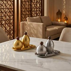 Quemador de incienso de metal minimalista de lujo con diseño árabe, soporte para incienso Oud con bandeja y pinzas, diseño de bola para decoración del hogar en el Medio Oriente. - Product Image 3