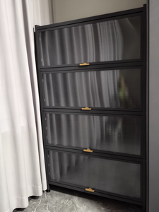 Armoire de rangement en fer avec porte rabattable, design moderne, anti-poussière, grande capacité pour le mobilier de salon - Product Image 6