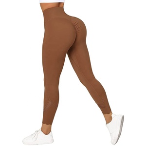 New Arrival Women's Solid <b>Pattern</b> High-Waisted Workout Yoga Pants Summer Fitness Scrunch Butt Lifting Mesh <b>Leggings</b> - Product Image 1
