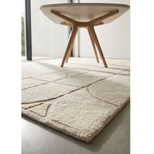 Tapis en coton tufté à la main, motif géométrique moderne sculpté, couleur ivoire, doux et lavable, pour salon, chambre, décoration intérieure - Product Image 3