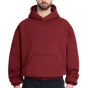 Custom High Quality Oversized Hoodie Heavyweight Cotton Pullover No Drawstring Streetwear Men Sweatshirt OEM ODM - Product Image 1