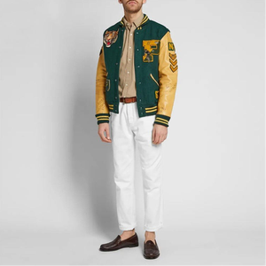 <b>Men</b>’s Premium 100% Cotton Varsity <b>Jacket</b> – Breathable <b>Summer</b>-Weight Fleece with Contrast Raglan Sleeves - Product Image 4