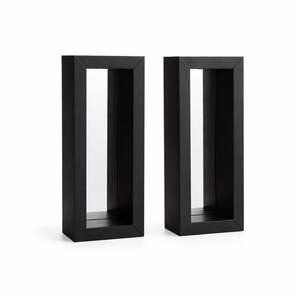 Juego de Apliques de Pared para Velas de Cristal y Metal Negro Premium, Marco Rectangular, Líneas Limpias, Montaje Seguro, Brillo Cálido, Decoración Elegante para el Hogar - Product Image 2