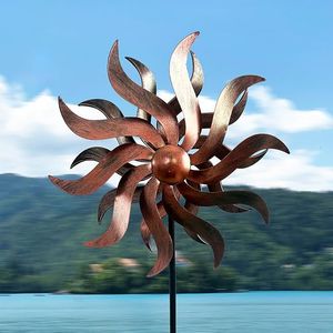 Girandola a Vento in Metallo con Design Classico a Foglie di Salice, Elegante Ornamento da Giardino per Patio - Product Image 2