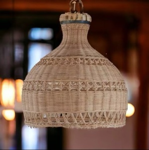 Lustre en bambou tissé de haute qualité Ecowoodies, abat-jour léger pour intérieur et extérieur, lampe artisanale en bambou et rotin, Art Déco, meubles pour la maison - Product Image 5