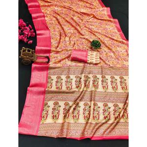 DISEÑADOR DOLA SILK DIGITAL PRINT WORK SAREE CON BLUSA SIN PUNTOS GAJARI ROPA - Product Image 1