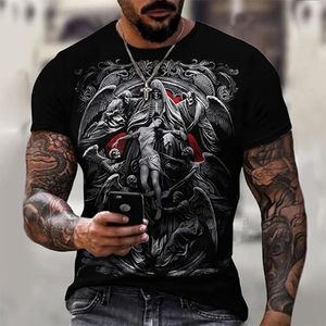 <b>Gothic</b> Angel Pattern Men's Short Sleeve O-Neck T-<b>Shirt</b> Screen Printed Oversized Eco-Friendly Street Style Jersey 100% Cotton - Product Image 1