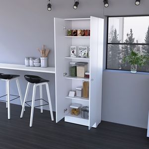 Armadio di Stoccaggio a Doppia Porta con Finitura Bianca, Mobili da Cucina - Pipestone - Product Image 1